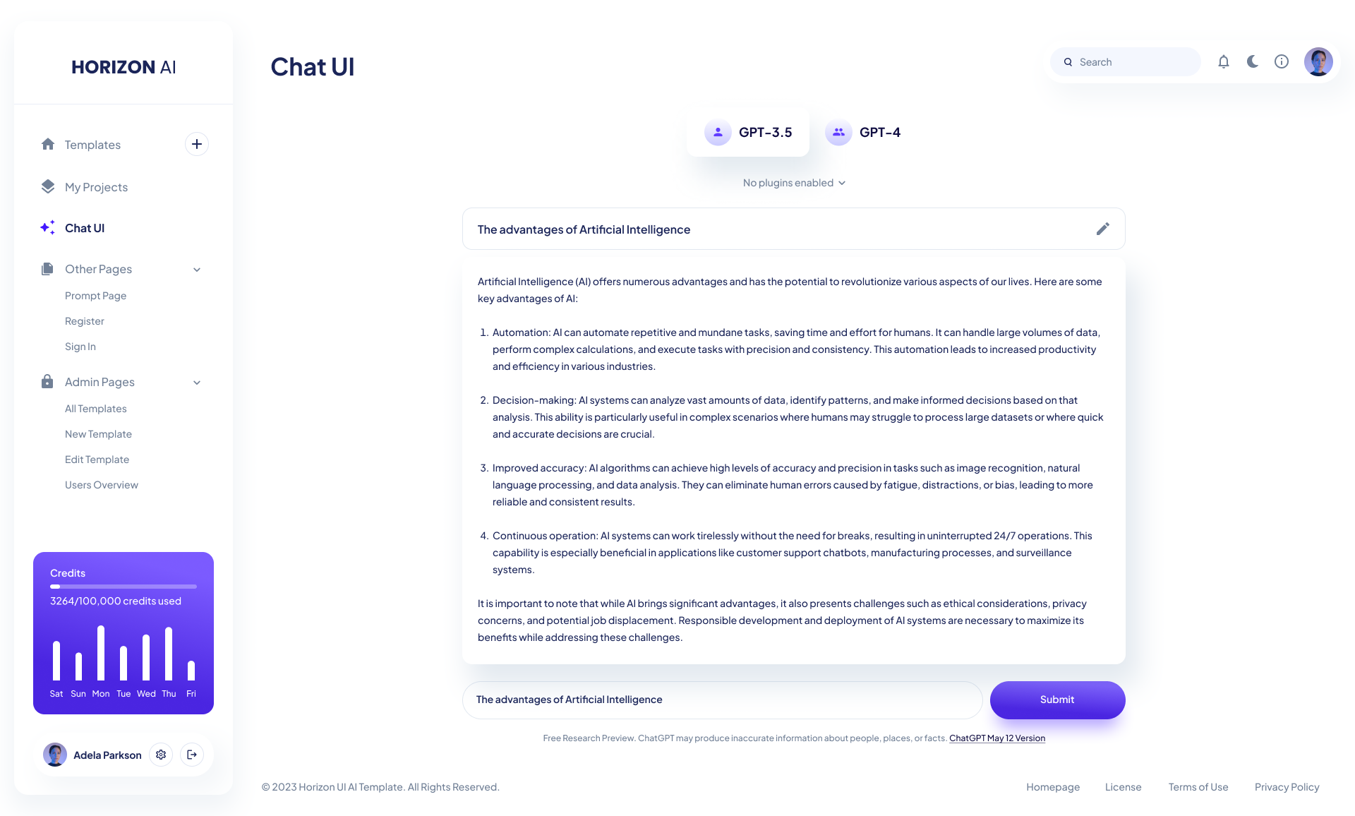 Horizon ChatGPT AI Template - Chat UI + Result Page